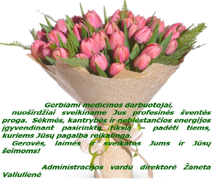 Sveikinimas Medicinos darbuotojų dienos proga!